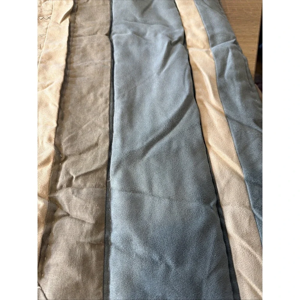 Home Collection Embroidered Quilt Only Patchwork Plaid Brown Tan Blue Full Queen